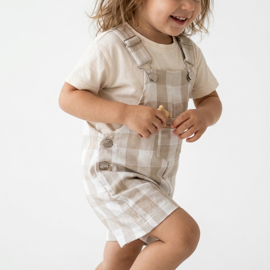 Overol short lino cuadros