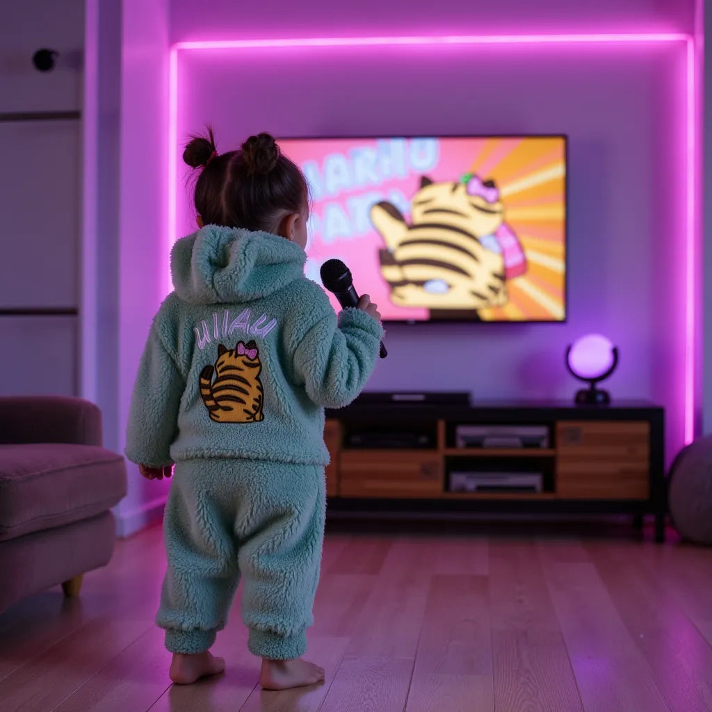 Conjunto "Gato uiiau" Sherpa brillos