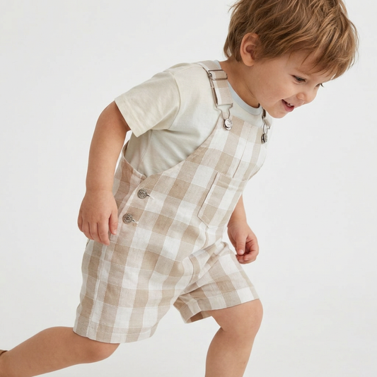 Overol short lino cuadros