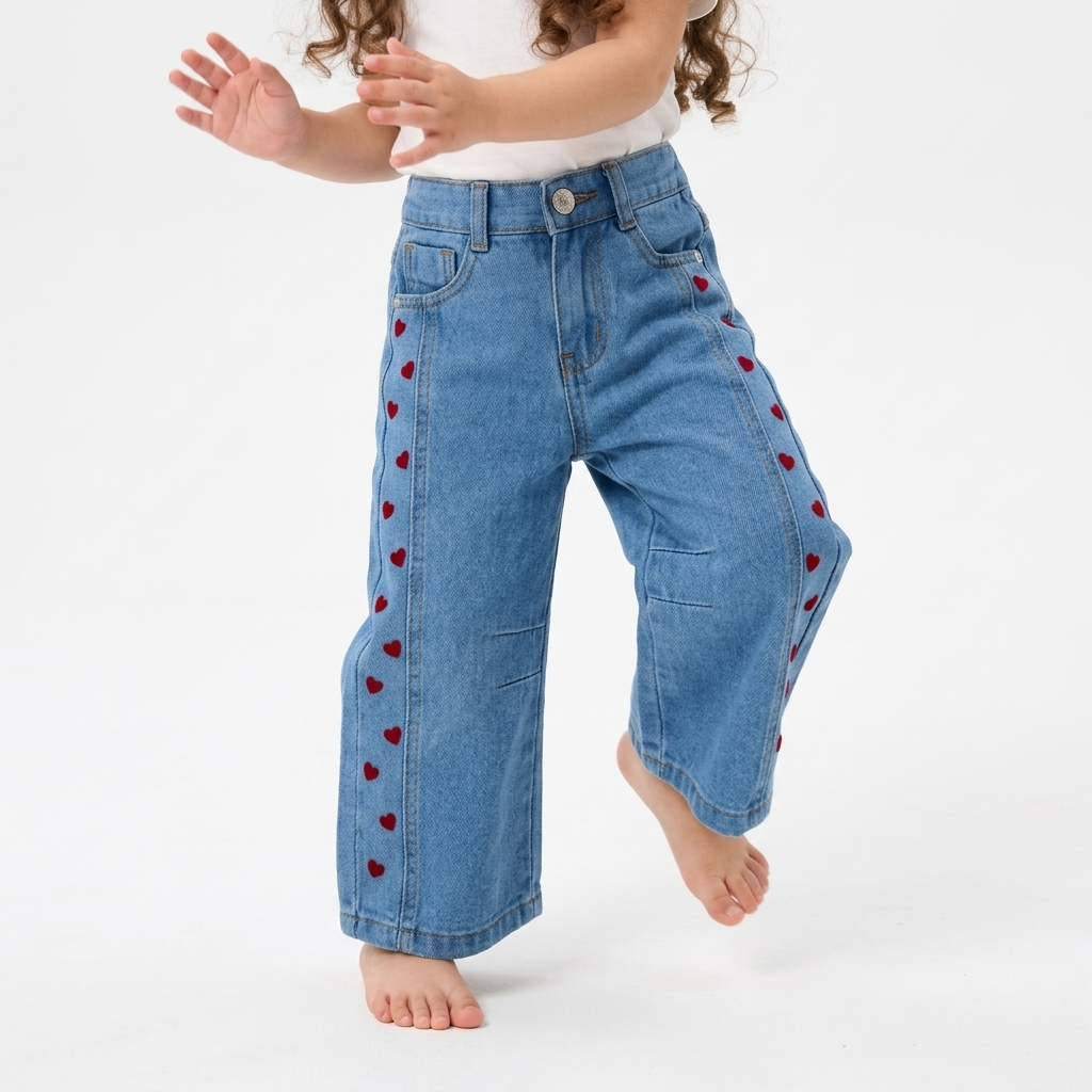 Jeans Franja Corazones