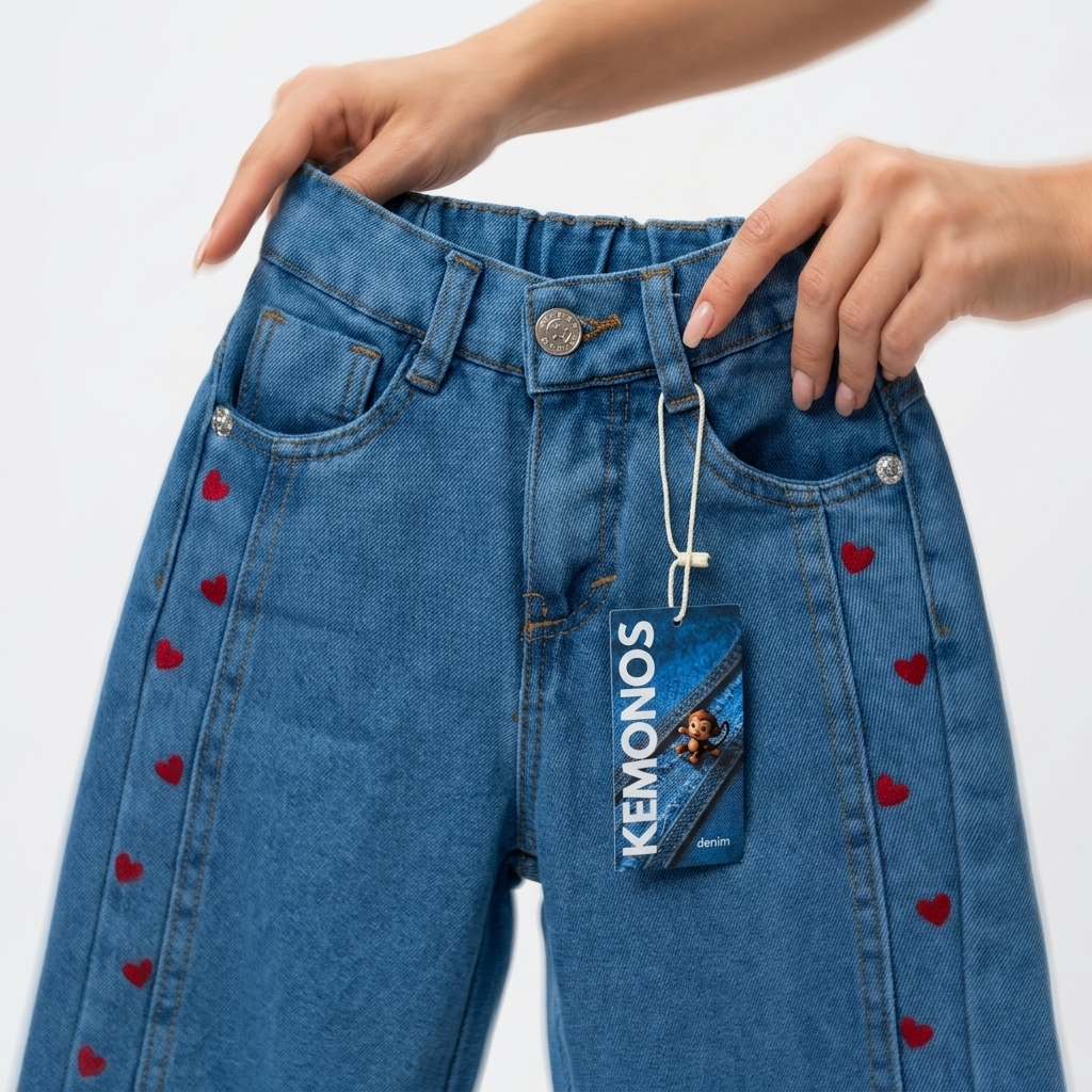 Jeans Franja Corazones
