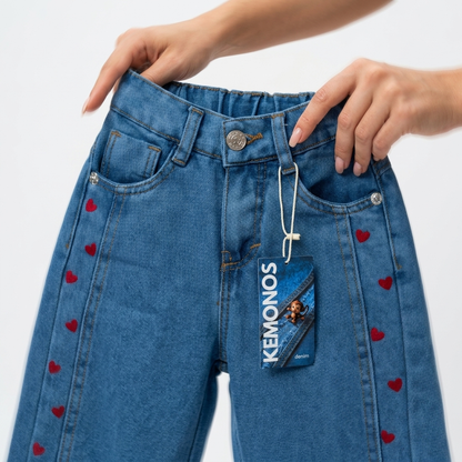 Jeans Franja Corazones