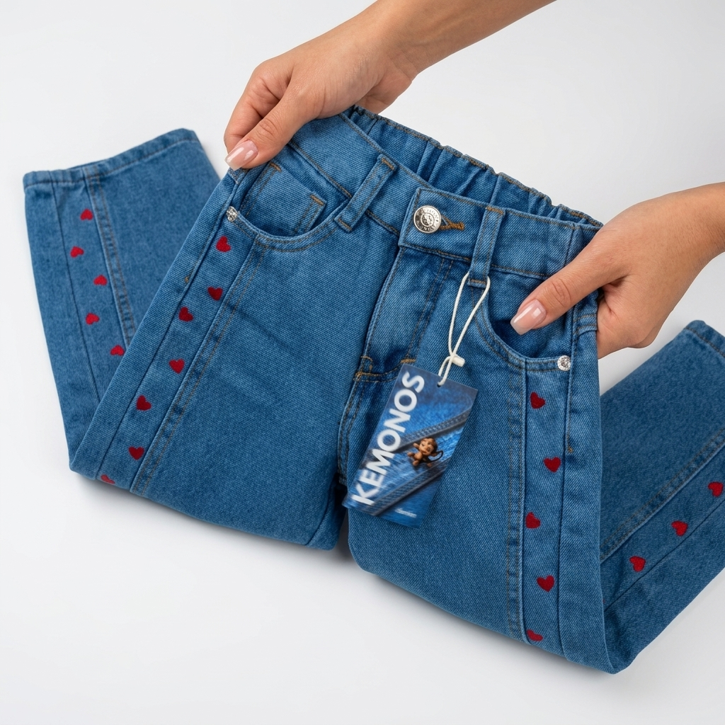 Jeans Franja Corazones