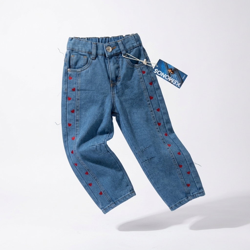 Jeans Franja Corazones