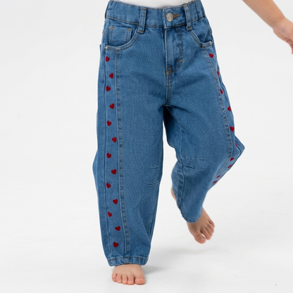 Jeans Franja Corazones