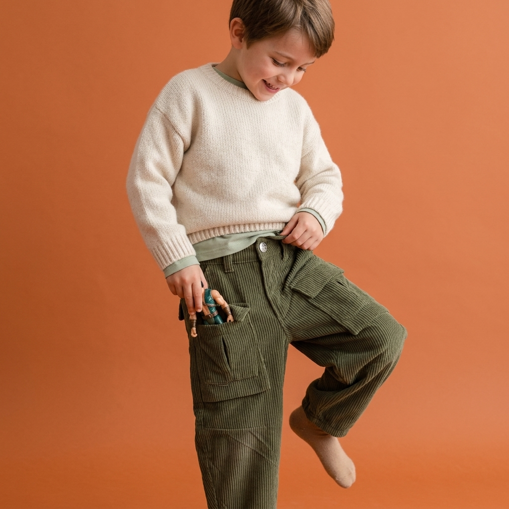 Pantalon cargo tela pana