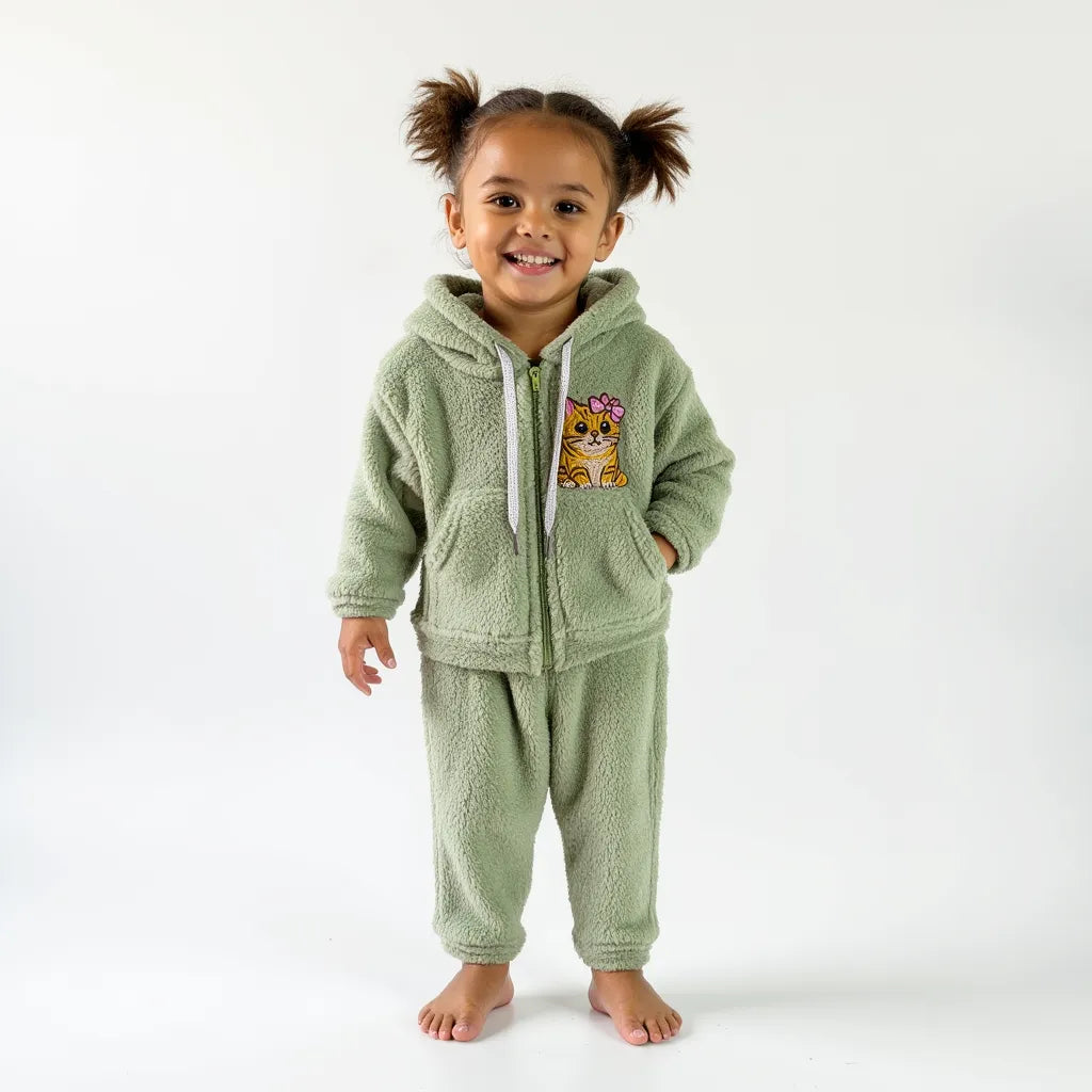 Conjunto "Gato uiiau" Sherpa brillos