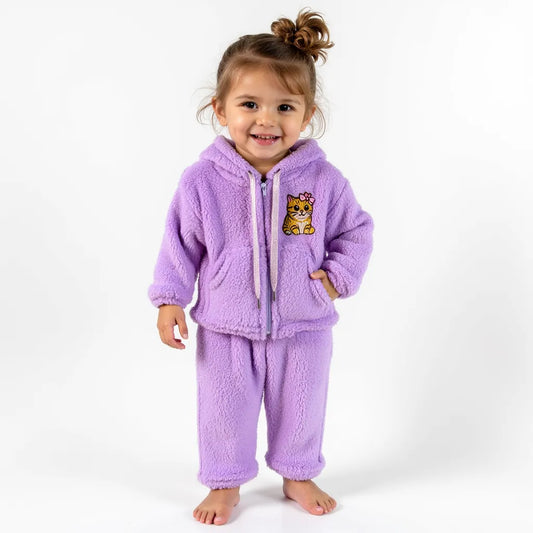 Conjunto "Gato uiiau" Sherpa brillos