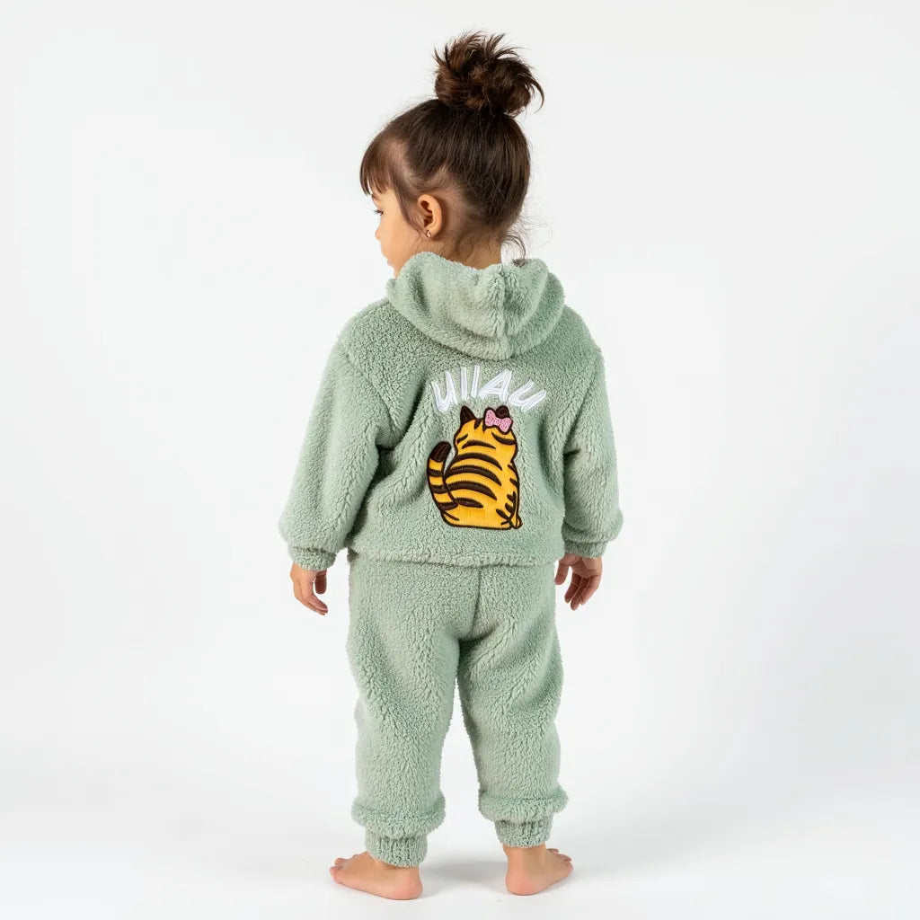 Conjunto "Gato uiiau" Sherpa brillos